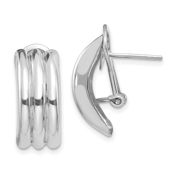 14k White Gold Omega Post Earrings-H955