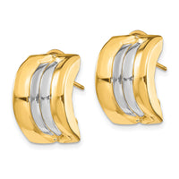 14k & Rhodium Omega Post Earrings-H958