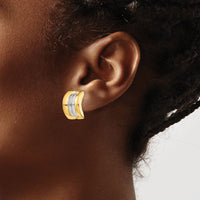 14k & Rhodium Omega Post Earrings-H958