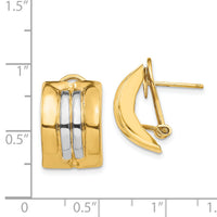 14k & Rhodium Omega Post Earrings-H958