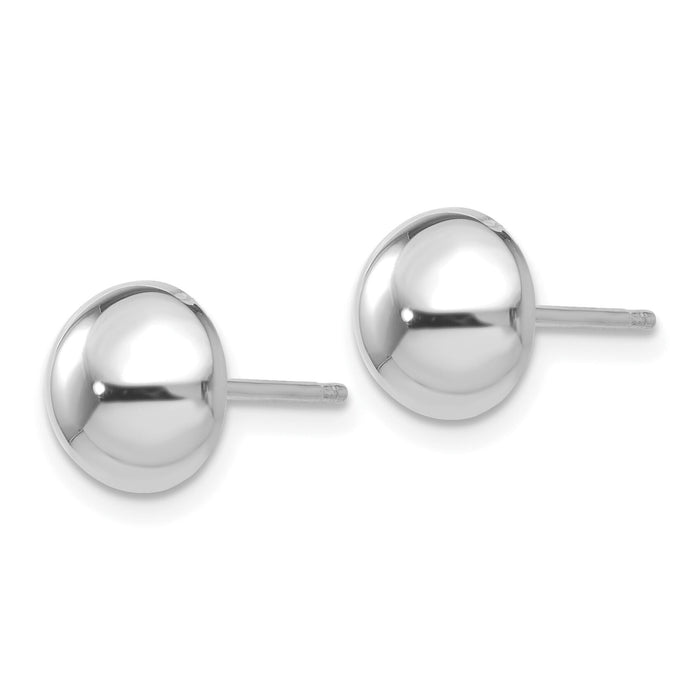 14k White Gold 8mm Half Ball Post Earrings-H968