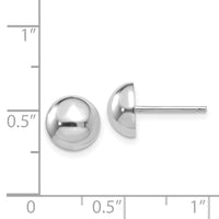 14k White Gold 8mm Half Ball Post Earrings-H968