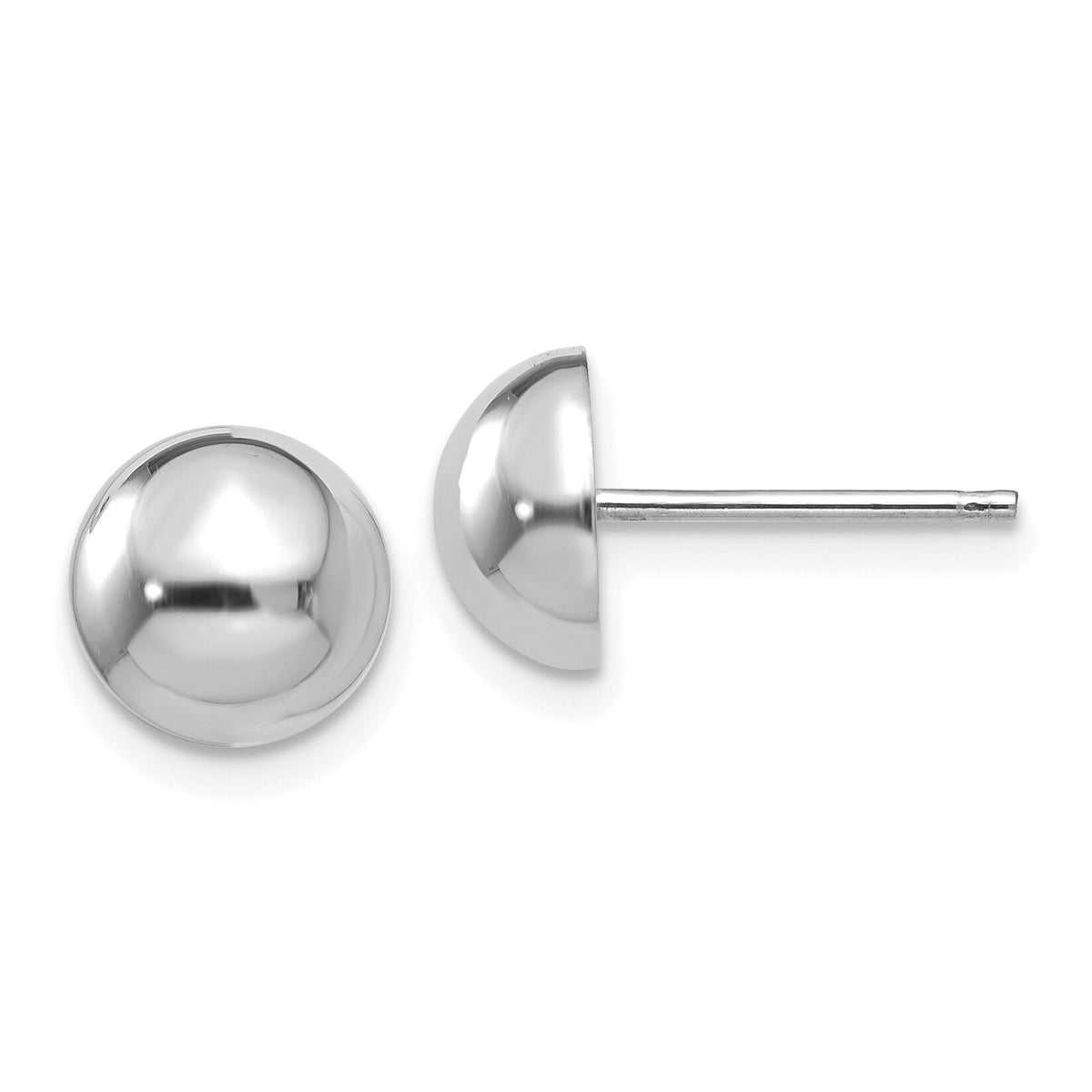 14k White Gold 8mm Half Ball Post Earrings-H968