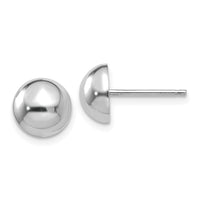 14k White Gold 8mm Half Ball Post Earrings-H968