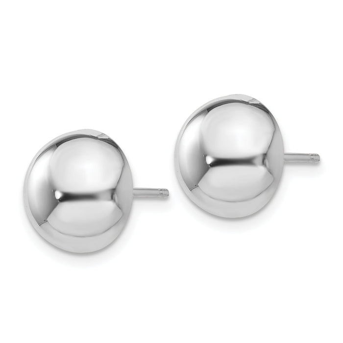 14k White Gold 10mm Half Ball Post Earrings-H969