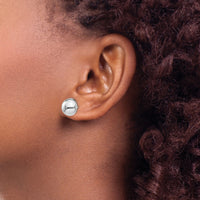 14k White Gold 10mm Half Ball Post Earrings-H969