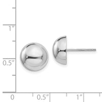 14k White Gold 10mm Half Ball Post Earrings-H969