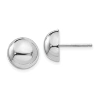 14k White Gold 10mm Half Ball Post Earrings-H969