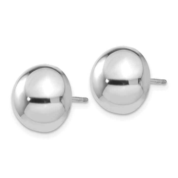 14k White Gold 12mm Half Ball Post Earrings-H970