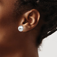 14k White Gold 12mm Half Ball Post Earrings-H970