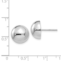 14k White Gold 12mm Half Ball Post Earrings-H970