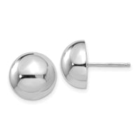 14k White Gold 12mm Half Ball Post Earrings-H970