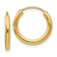 14k Polished Round Endless 2mm Hoop Earrings-H977