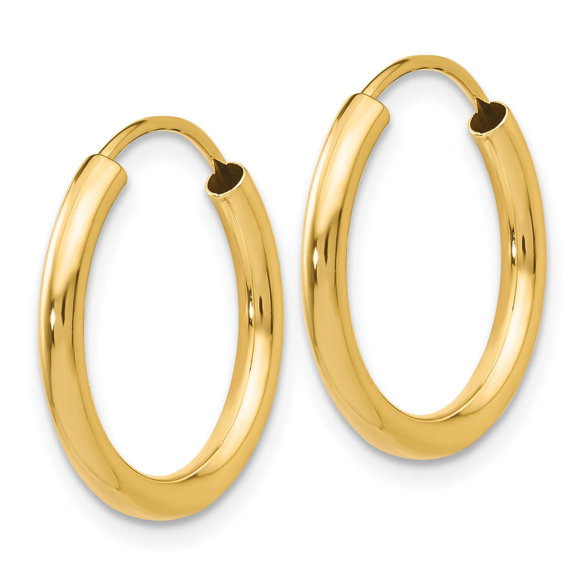 14k Polished Round Endless 2mm Hoop Earrings-H978