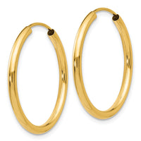14k Polished Round Endless 2mm Hoop Earrings-H980