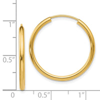 14k Polished Round Endless 2mm Hoop Earrings-H980