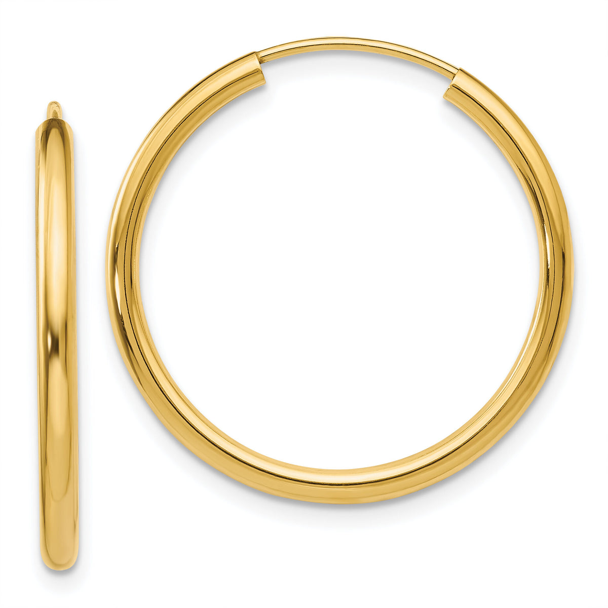 14k Polished Round Endless 2mm Hoop Earrings-H980