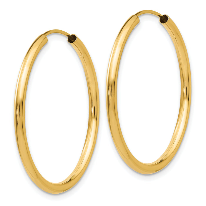 14k Polished Round Endless 2mm Hoop Earrings-H981