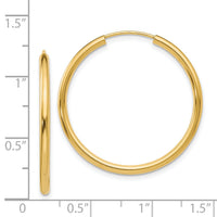 14k Polished Round Endless 2mm Hoop Earrings-H981