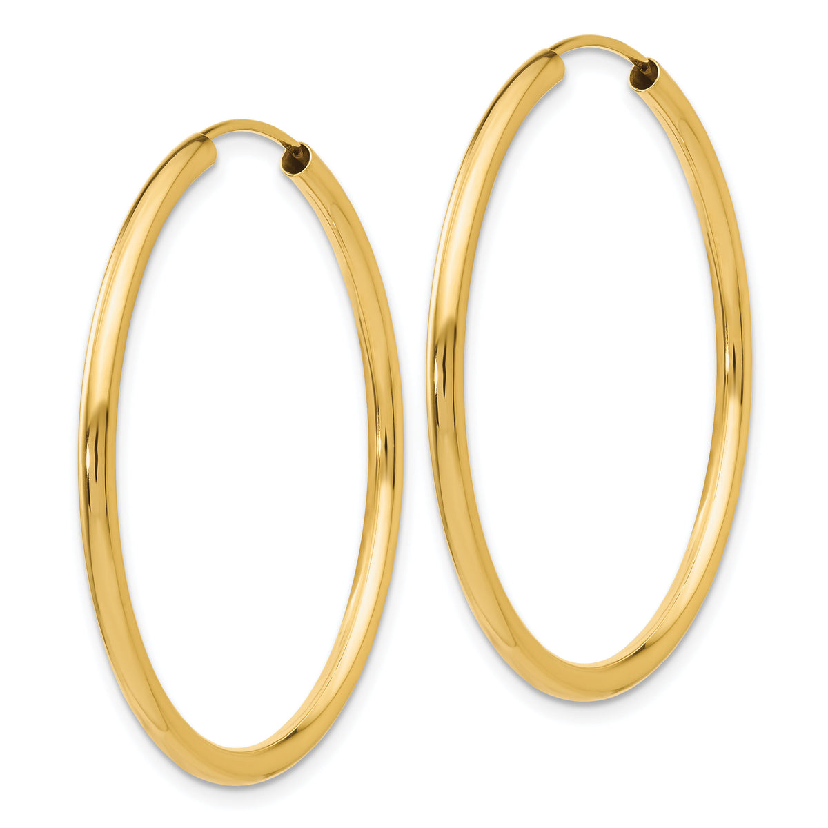 14k Polished Round Endless 2mm Hoop Earrings-H982
