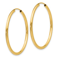 14k Polished Round Endless 2mm Hoop Earrings-H982