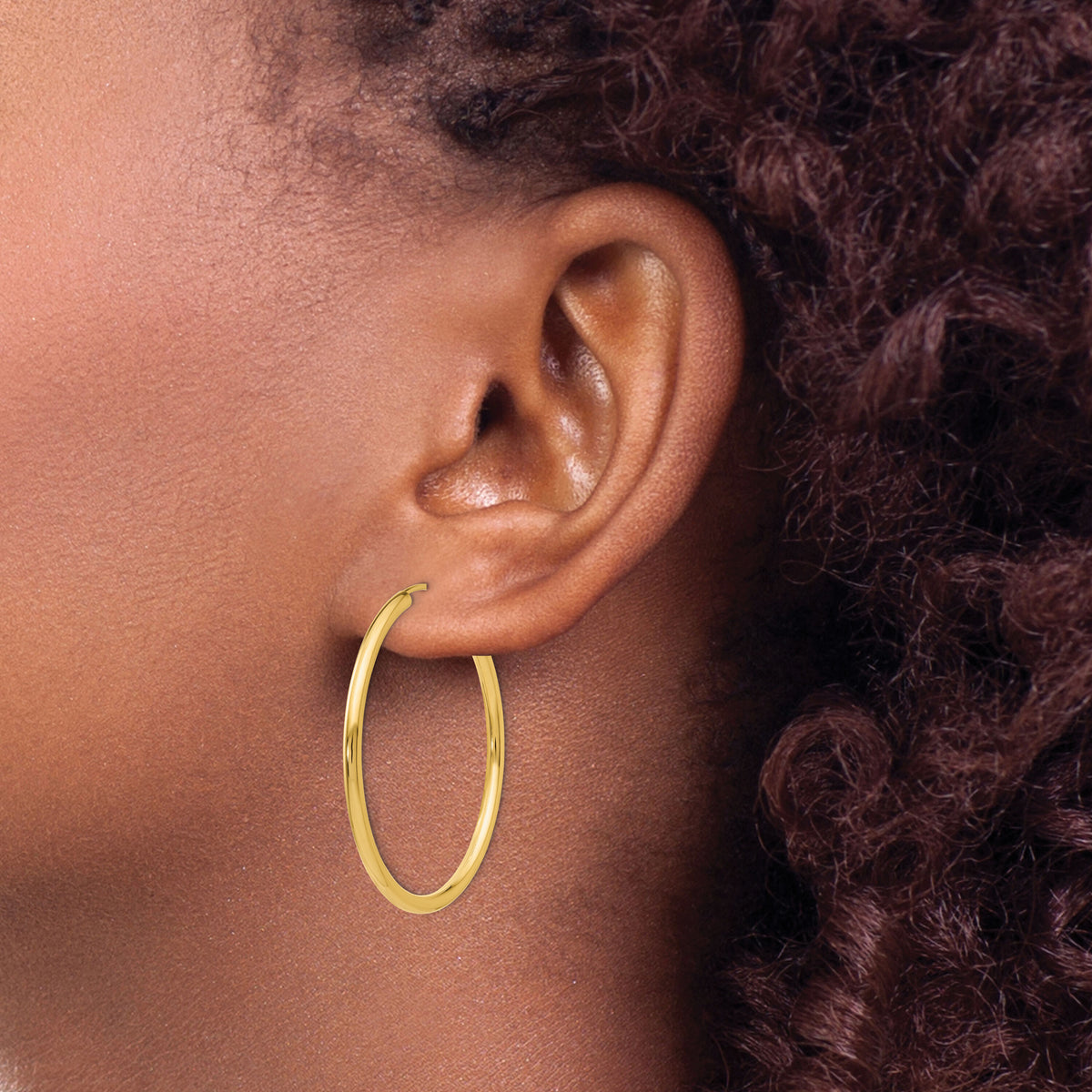 14k Polished Round Endless 2mm Hoop Earrings-H982