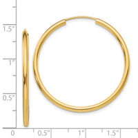 14k Polished Round Endless 2mm Hoop Earrings-H982