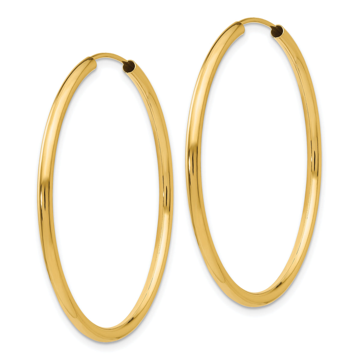 14k Polished Round Endless 2mm Hoop Earrings-H983