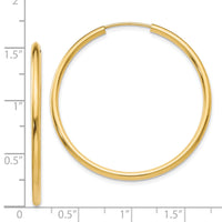 14k Polished Round Endless 2mm Hoop Earrings-H983