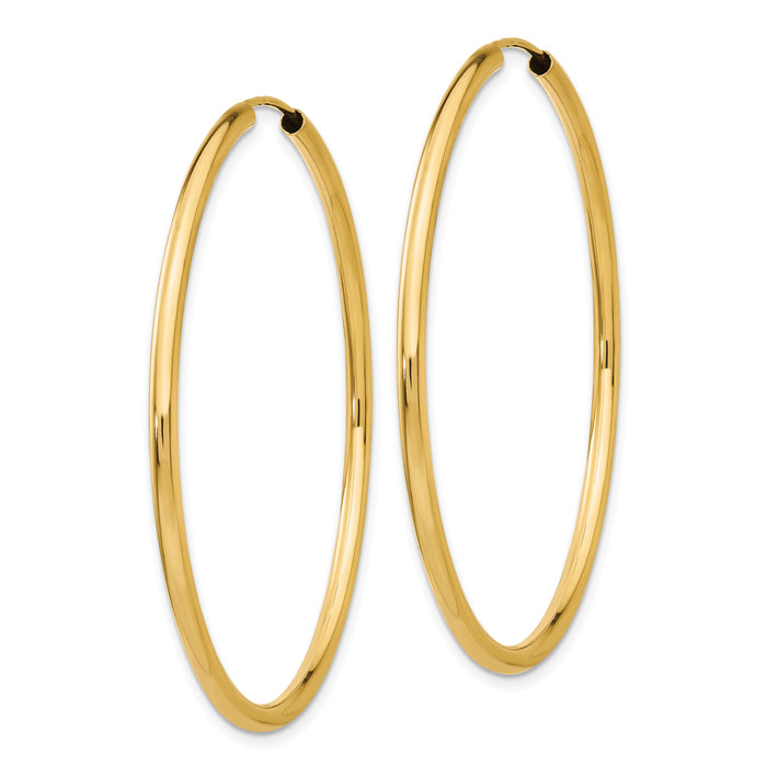14k Polished Round Endless 2mm Hoop Earrings-H984