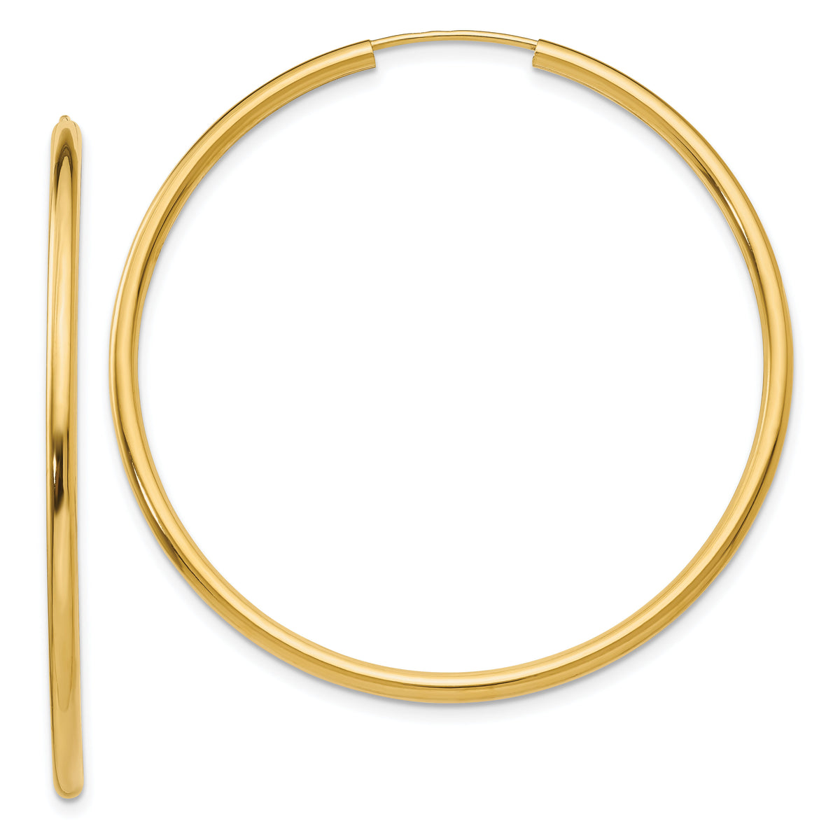14k Polished Round Endless 2mm Hoop Earrings-H984