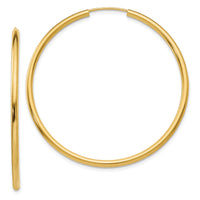 14k Polished Round Endless 2mm Hoop Earrings-H984