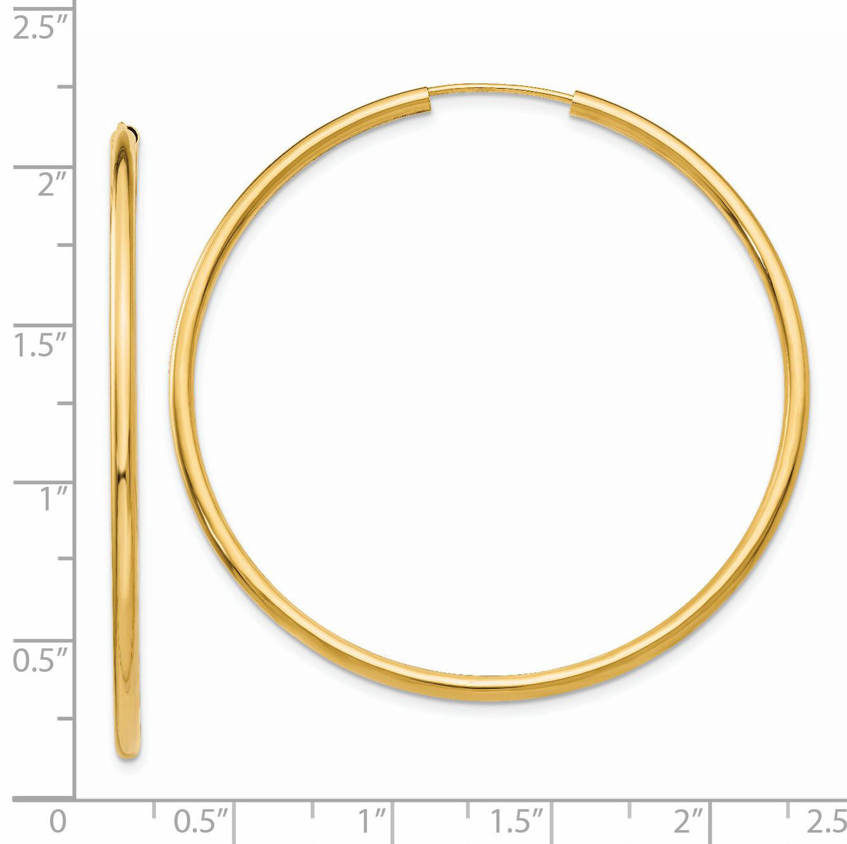 14k Polished Round Endless 2mm Hoop Earrings-H985