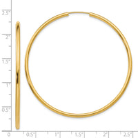 14k Polished Round Endless 2mm Hoop Earrings-H986