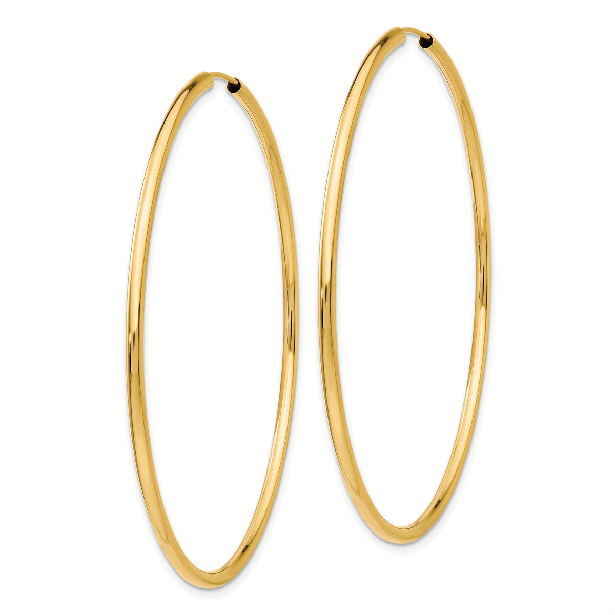 14k Polished Round Endless 2mm Hoop Earrings-H987