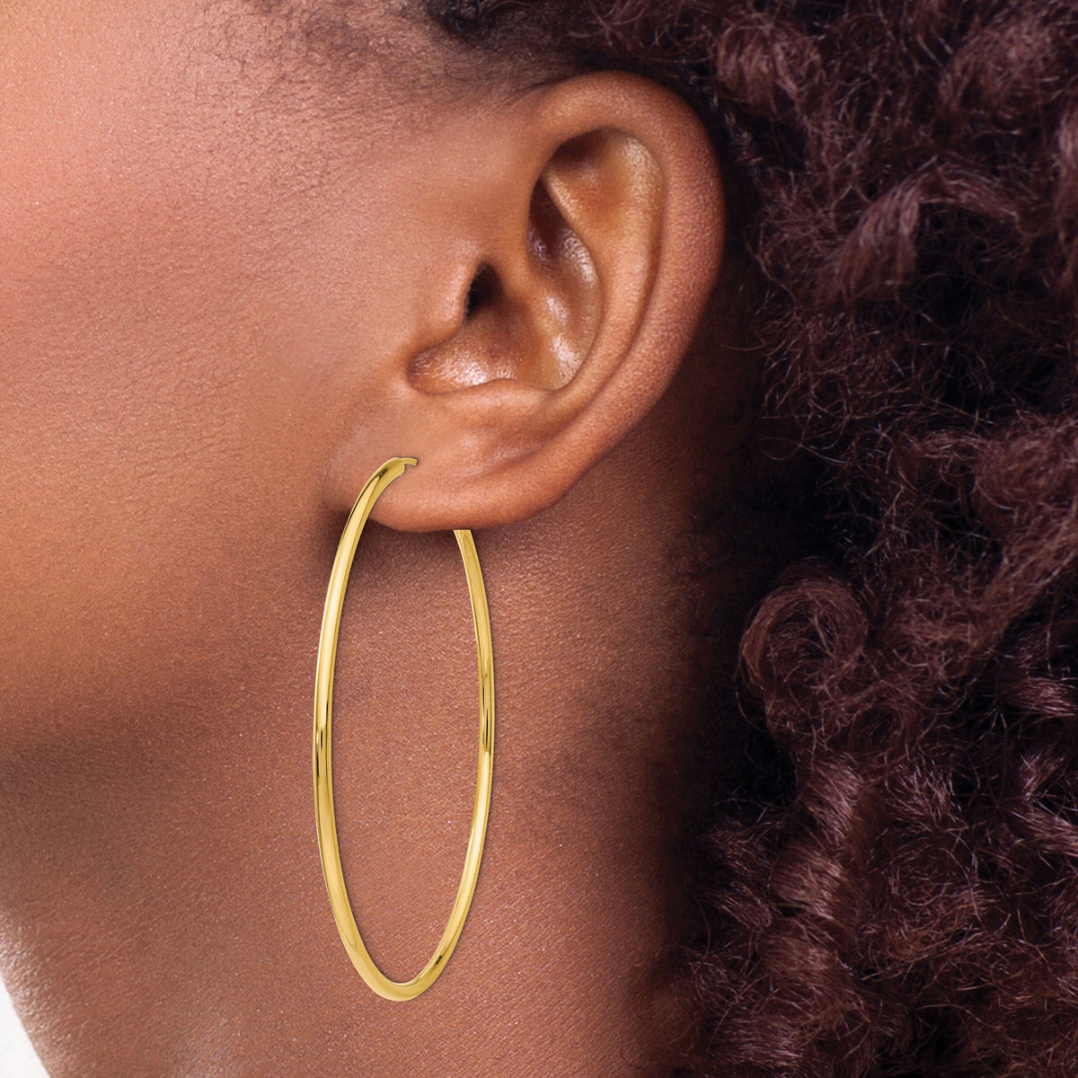 14k Polished Round Endless 2mm Hoop Earrings-H987