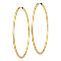 14k Polished Round Endless 2mm Hoop Earrings-H988