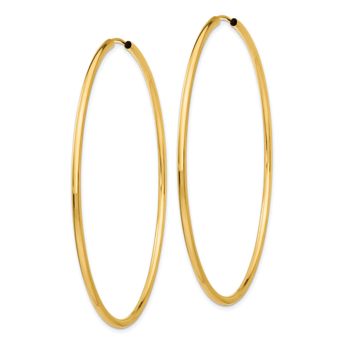 14k Polished Round Endless 2mm Hoop Earrings-H988