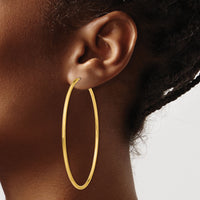 14k Polished Round Endless 2mm Hoop Earrings-H988