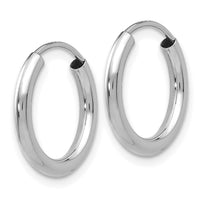 14k White Gold Polished Endless 2mm Hoop Earrings-H989