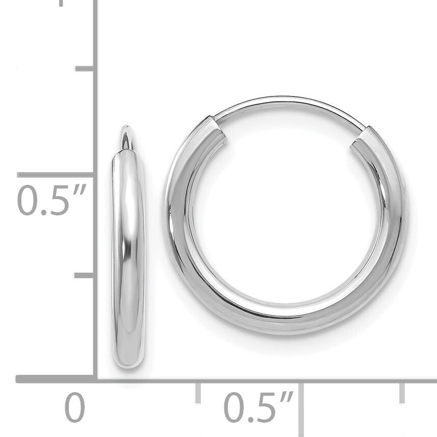 14k White Gold Polished Endless 2mm Hoop Earrings-H989