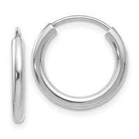 14k White Gold Polished Endless 2mm Hoop Earrings-H989