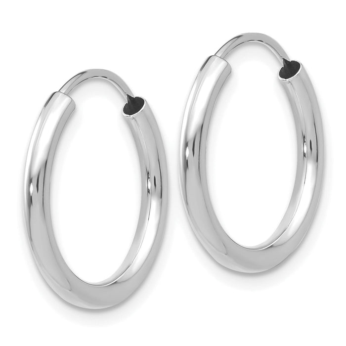 14k White Gold Polished Endless 2mm Hoop Earrings-H990