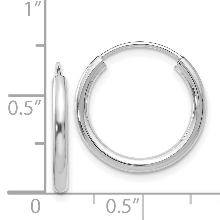 14k White Gold Polished Endless 2mm Hoop Earrings-H990