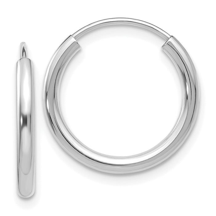 14k White Gold Polished Endless 2mm Hoop Earrings-H990