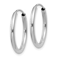 14k White Gold Polished Endless 2mm Hoop Earrings-H991