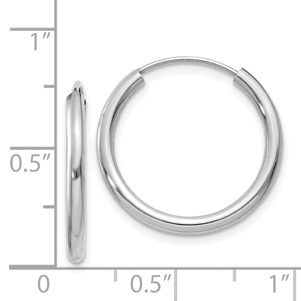 14k White Gold Polished Endless 2mm Hoop Earrings-H991