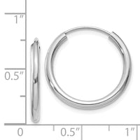 14k White Gold Polished Endless 2mm Hoop Earrings-H991