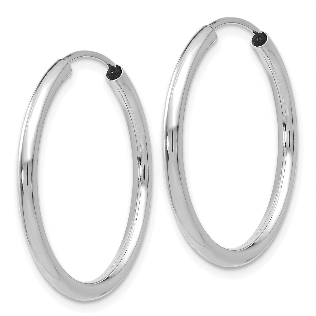 14k White Gold Polished Endless 2mm Hoop Earrings-H992