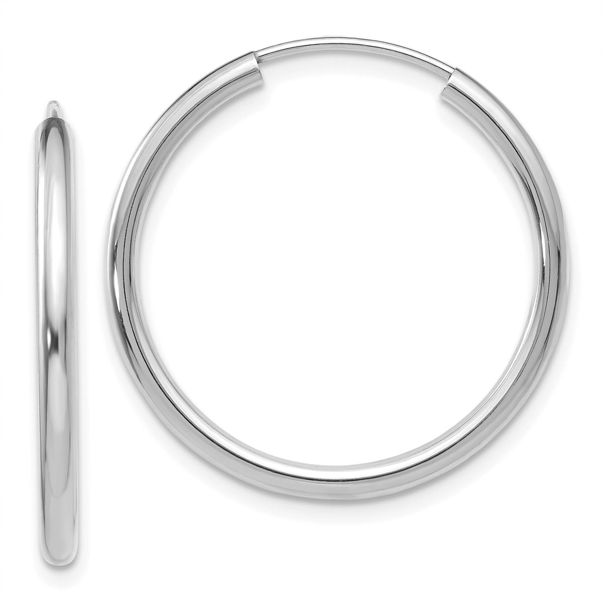 14k White Gold Polished Endless 2mm Hoop Earrings-H992